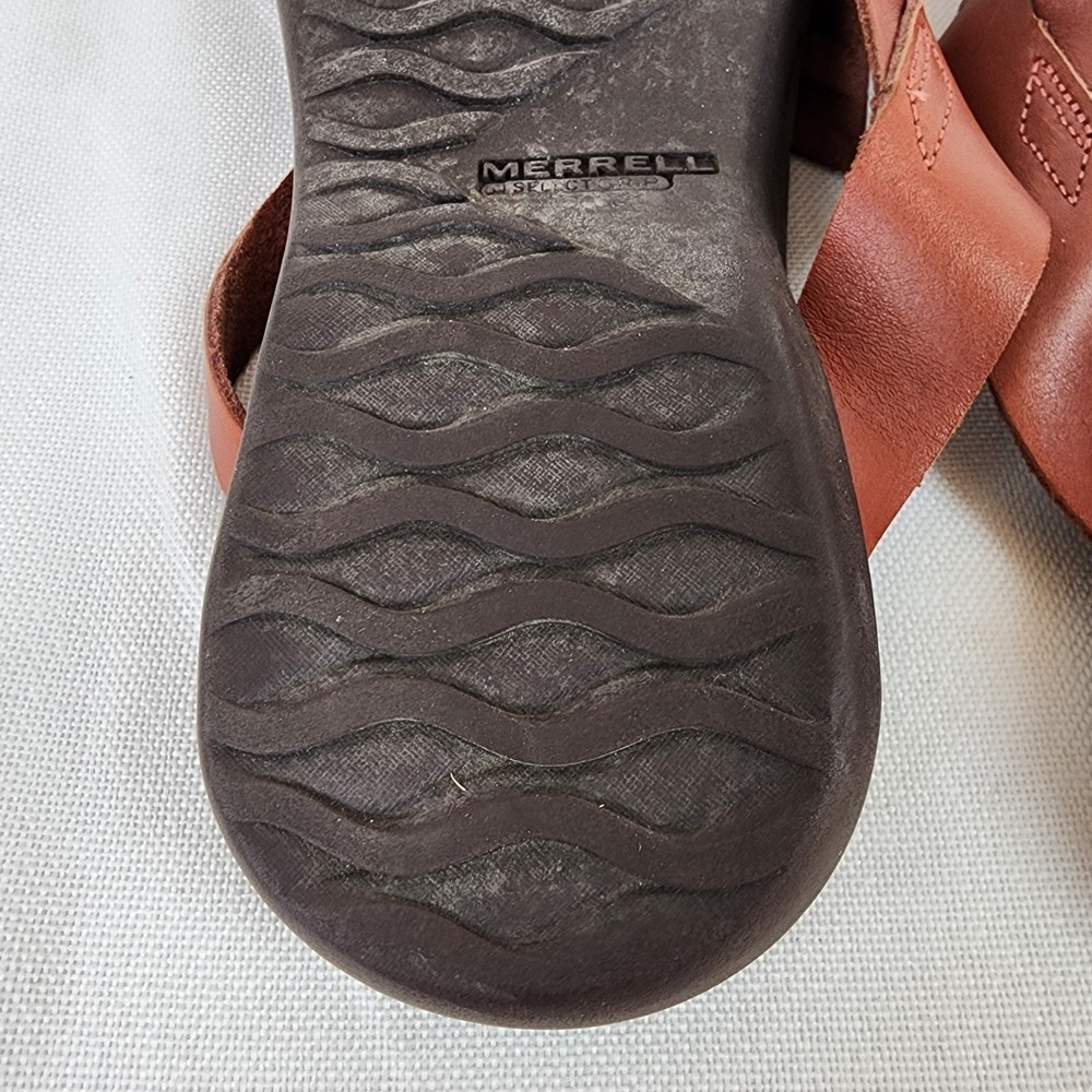 Merrell Redwood J97322 Womens Thong Slippers Size 9 Rust Red Leather Boho Casual - Picture 7 of 8